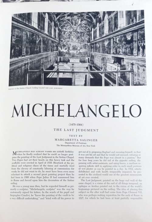 Michelangelo ` The last Judgment` -  Art treasures of the World book with 16 colour prints 1955