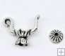 Siver tone teapot charm bead cap set