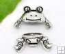 Silver tone frog charm bead cap set