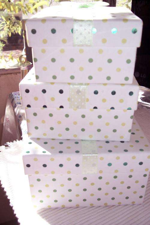 REDUCED!!!  3-in-1 Gift Boxes - Green polka dot