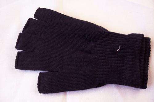 Beautiful knitted BLACK HALF FINGER gloves for adults - UNISEX