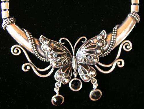 Tibetian silver butterfly pendant & chain