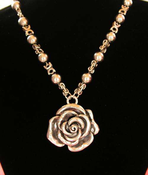 Tibetian silver rose and ball chain