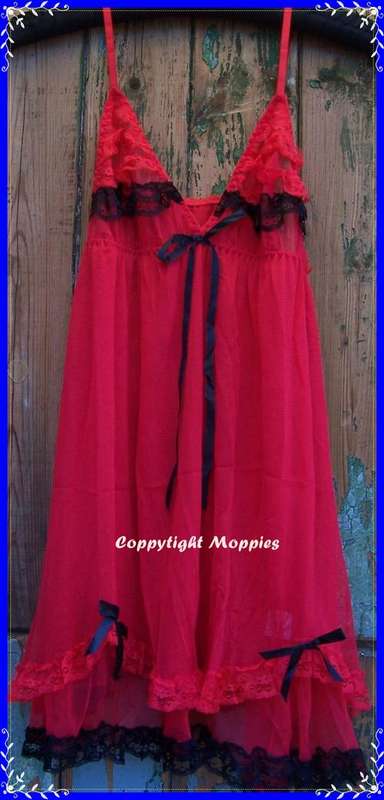 Red With Black Lace Baby Doll - will fit up to size 36