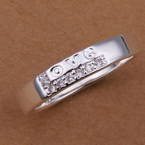 New 925 sterling silver filled stamped Love ring with AAA genuine Austrian Crystals