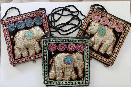 3 Decorated Elephant string bags