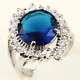18K WHITE GOLD SUPERB BLUE SAPPHIRE RING size 8