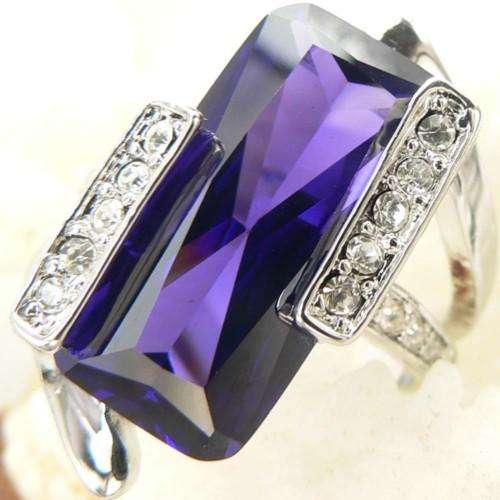 925 SILVER AMETHYST QUARTZ GEMSTONE RING size 7