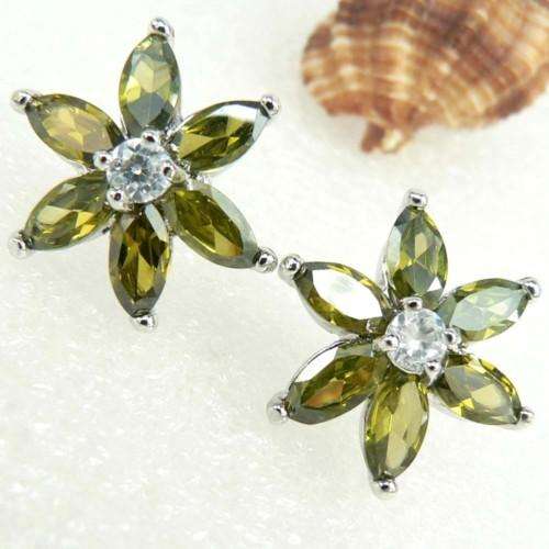 925 SILVER OLIVINE QUARTZ GEMSTONE EARRINGS