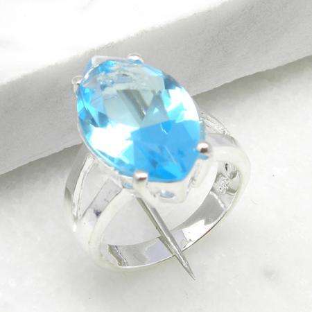 925. silver blue topaz GEMSTONE ring size 9