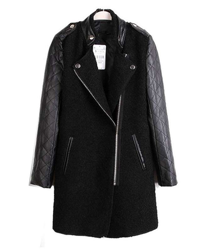 Zara Woman - Black Leather Coat XS