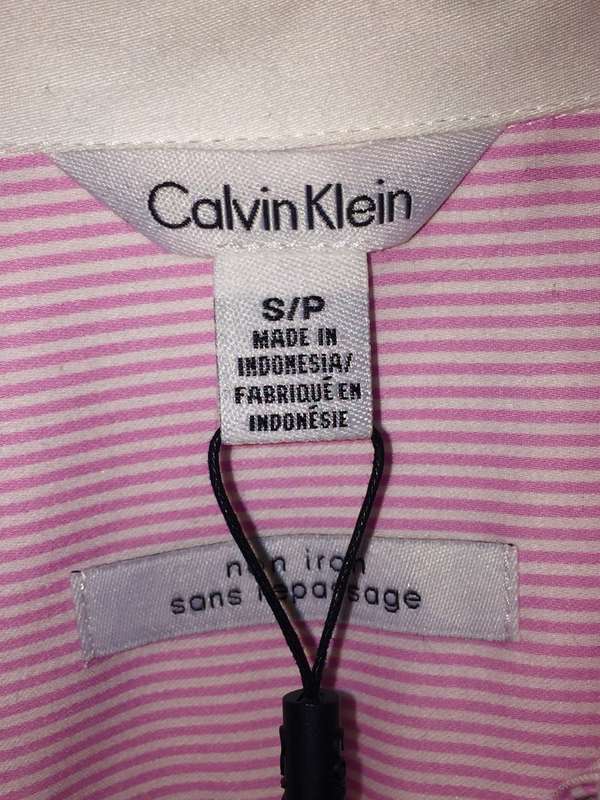 Calvin Klein Women`s Pink Pin Stripe Tailored Shirt S34