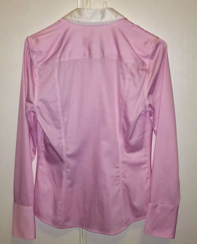 Calvin Klein Women`s Pink Pin Stripe Tailored Shirt S34