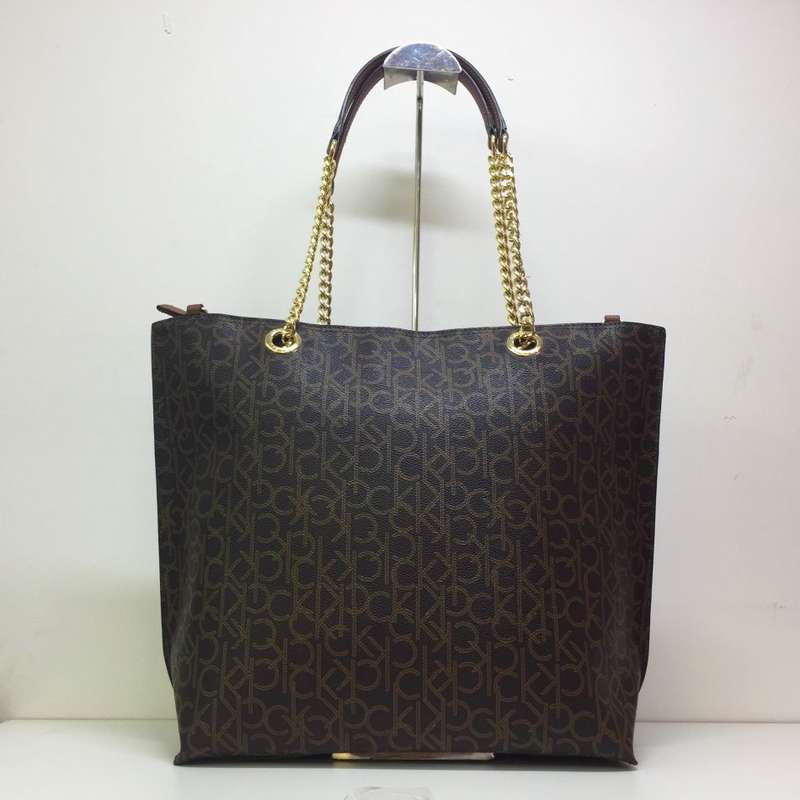 Calvin Klein Large Monogram Chain Handbag - Brown