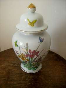 GINGER JAR.  BEAUTIFULLY DECORATED WITH BUTTERFLIES.