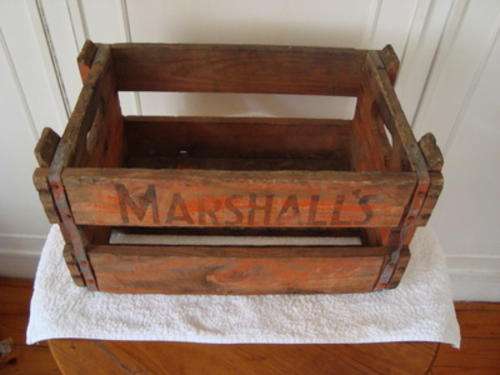 WOODEN BOX.  MARKED: MARSHALL'S
