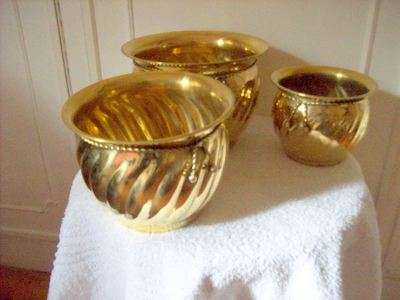 BRASS POTS x 3