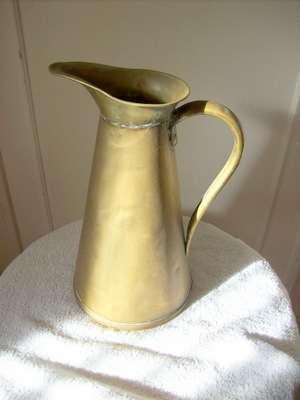 VINTAGE BRASS JUG. MADE IN ENGLAND. J. S. & S.