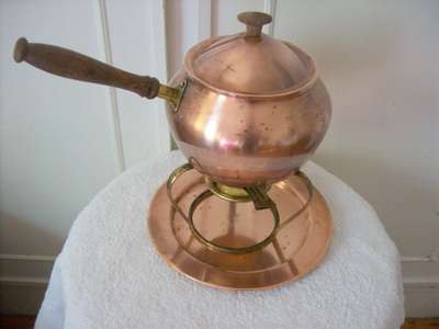 BRASS FONDUE SET.