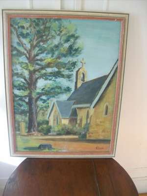 OIL PAINTING ON HARDBOARD.