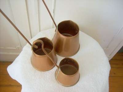 COPPER SET MEASURING ITEMS.  HAND MADE.  VINTAGE.