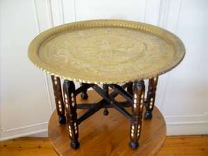 TABLE WITH BRASS TRAY