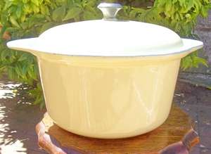 HEAVY CAST IRON POT WITH ENAMEL COATING.  LARGE.