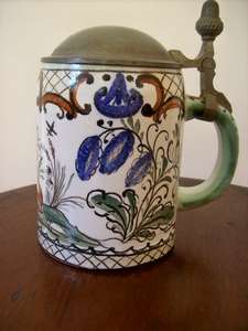 GERMAN BEER MUG WITH PEWTER LID
