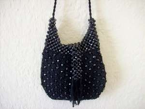 VINTAGE BLACK BEADED BAG