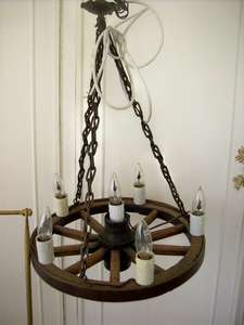 UNUSUAL WAGON WHEEL CHANDELIER