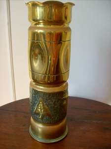 VINTAGE BEAUTIFULLY DECORATED BRASS VASE