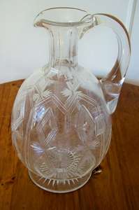 VINTAGE GLASS JUG.  SUPERB DECORATION.