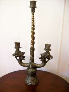 CANDLESTICK.  METAL.  DRAGON DESIGN.