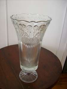 GLASS VASE.  ROSE DESIGN.