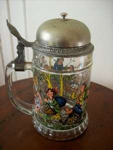 BEER MUG.  W. GERMANY.  WITH BELL ON TOP.