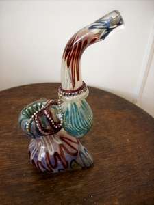 GLASS ORNAMENT.  PIPE. MULTI COLOURED GLASS.