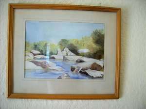 WATERCOLOUR.  COUNTRY RIVER SCENE.
