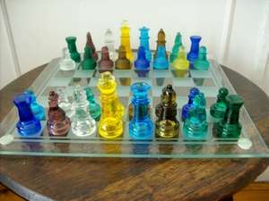 COLOURED GLASS CHESS SET