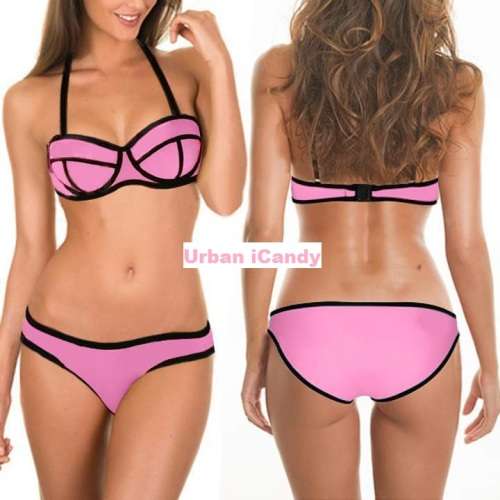 NEON PINK MONOKINI SWIMSUIT SET - BEACH BIKINI
