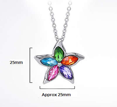 Pink Crystal Rhinestone Star Necklace-XMAS SALE