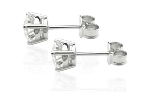 9K White Gold Stud Earrings With 1.06 Ct Lab Grown Diamonds