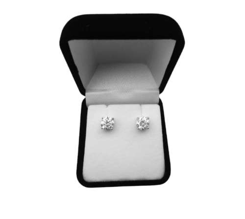 9K White Gold Stud Earrings With 2.37 Ct Lab Grown Diamonds