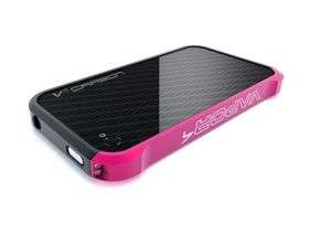 WOW!! Pink Vapor Aluminum Bumper Case for iPhone 4-4S With Carbon Cover + FREE Screen Anti Glare