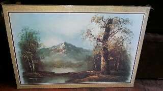 Block Mounted Poster of Mountain Scene