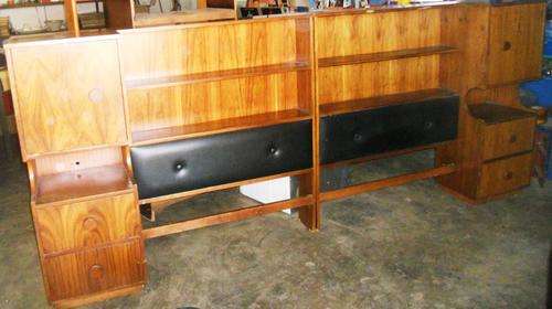 Stunning Vintage Wooden Headboard and side cupboard with Padding (NEW PHOTOS UPLOADED)