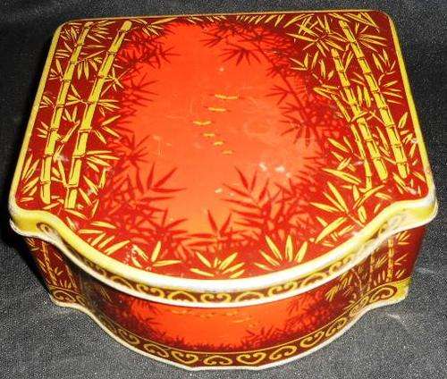 Red Tin With Bamboo Designs