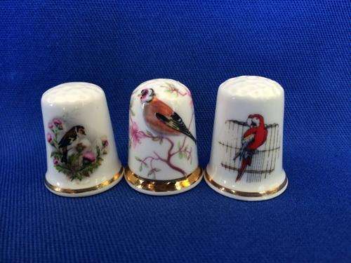 Bone China Thimbles - Birds (Set of 3)