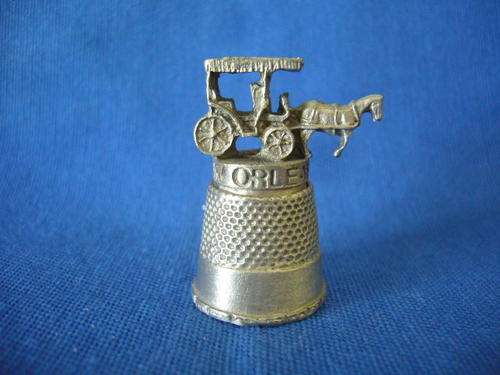 Pewter Thimble - New Orleans: Horse cart