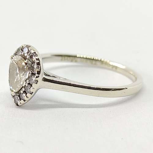 Pear Diamond Halo Ring in 9ct White Gold