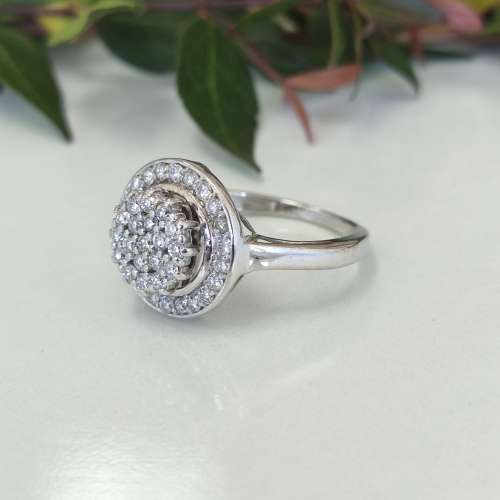 White Gold Diamond Halo Ring #1001